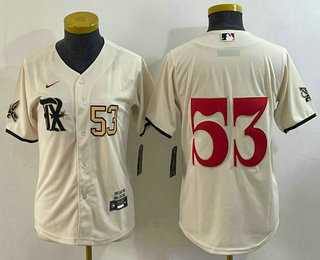 Women%27s Texas Rangers #53 Adolis Garcia Number Cream 2023 City Connect Cool Base Stitched Jersey